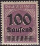 Germany 1923 Numbers 100th - 100M Violet Scott 253